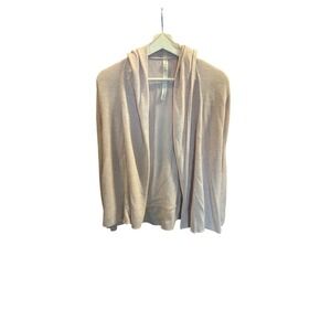 Lululemon Pink Ribbed Hooded Open Front Cardigan Cashmere Blend Size 6